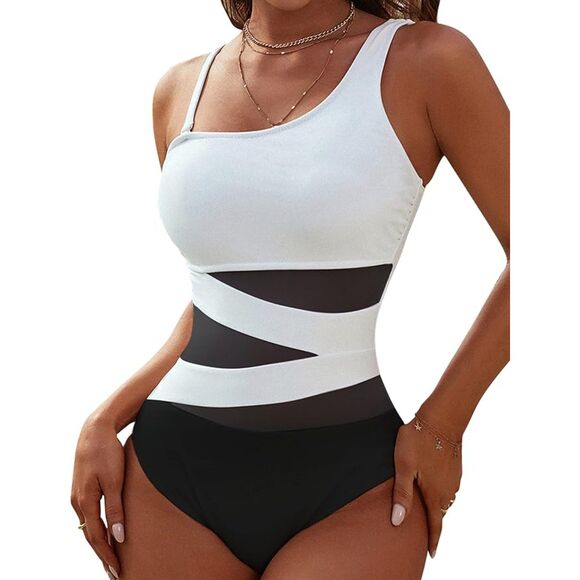 Blooming Jelly Sexy One Shoulder Slimming Mesh Swimwear in Size S - Picture 3 of 5